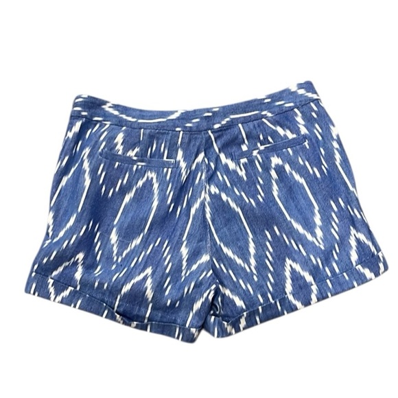 J.Crew blue & white southwest 4” cuff shorts size 6 - Picture 2 of 7